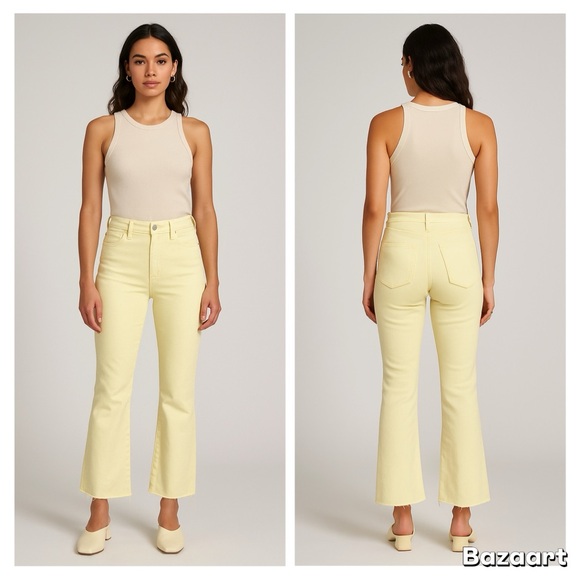 NWT Etica Pants Sz 25 | Light Yellow  Sustainable Denim - Picture 1 of 11